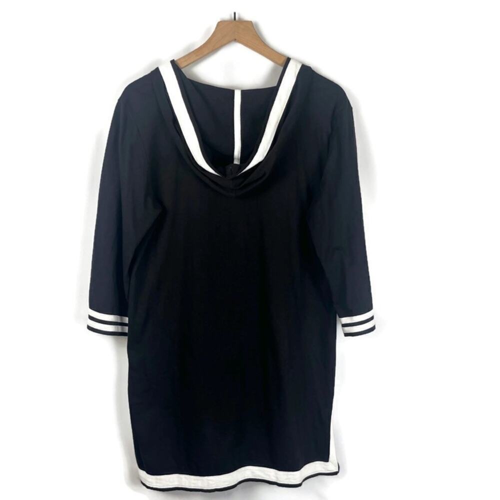 PARADISE BAY Nautical Blue White Trimmed Split Hem 3/4 Sleeve Tunic Coverup Sz M - Picture 2 of 6